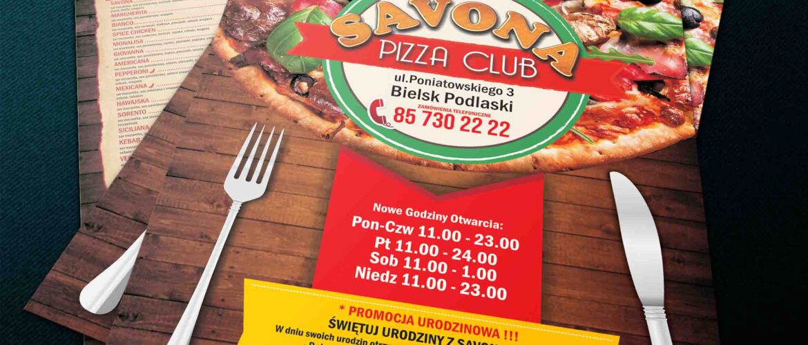 Projekt ulotki dla Savona Pizza Club