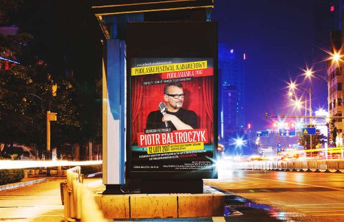 Projekt plakatu Piotr Bałtroczyk - Podlaski Festiwal Kabaretowy
